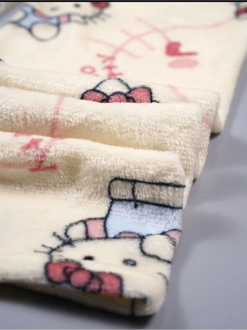 Hello Kitty Cream and Pink Fleece Women Pajama Bottoms